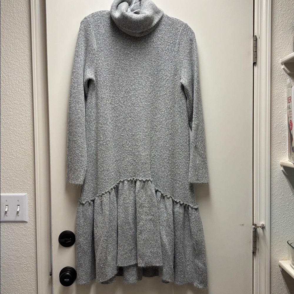 ANTHROPOLOGIE MOTH Grey Wool Blend Eira Turtleneck Sweater Dress SIZE SM